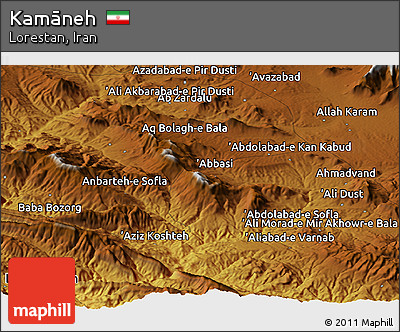 Physical Panoramic Map of Kamāneh