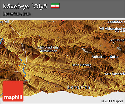 Physical Panoramic Map of Kāveh-ye `Olyā