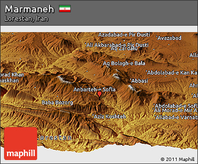 Physical Panoramic Map of Marmaneh