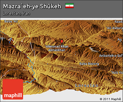 Physical Panoramic Map of Mazra`eh-ye Shūkeh