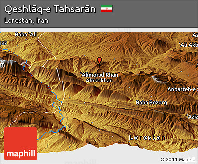 Physical Panoramic Map of Qeshlāq-e Tahsarān