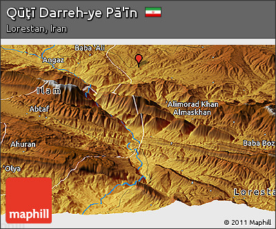 Physical Panoramic Map of Qūţī Darreh-ye Pā'īn