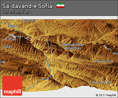 Physical Panoramic Map of Sa`davand-e Soflá