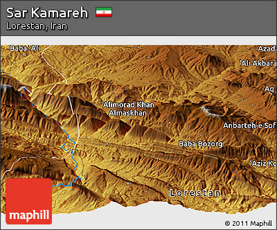 Physical Panoramic Map of Sar Kamareh