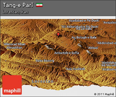 Physical Panoramic Map of Tang-e Parī