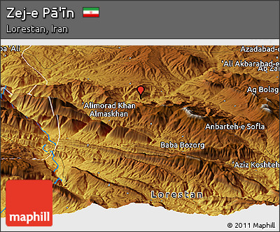 Physical Panoramic Map of Zej-e Pā'īn
