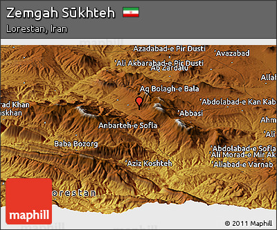 Physical Panoramic Map of Zemgah Sūkhteh