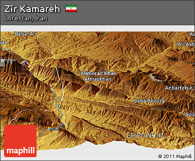 Physical Panoramic Map of Zīr Kamareh