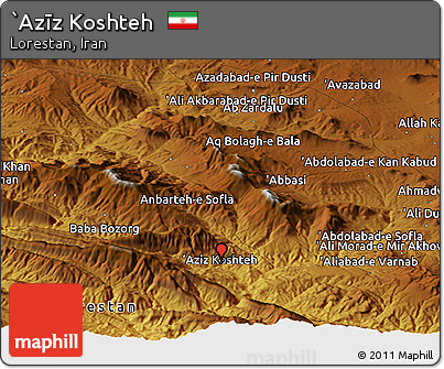 Physical Panoramic Map of `Azīz Koshteh
