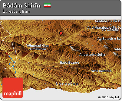 Physical Panoramic Map of Bādām Shīrīn