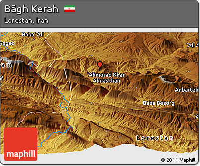 Physical Panoramic Map of Bāgh Kerah