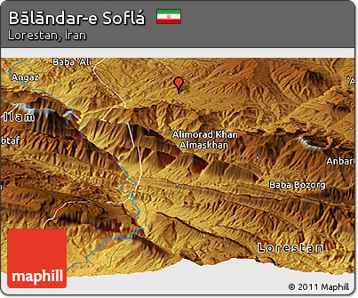 Physical Panoramic Map of Bālāndar-e Soflá