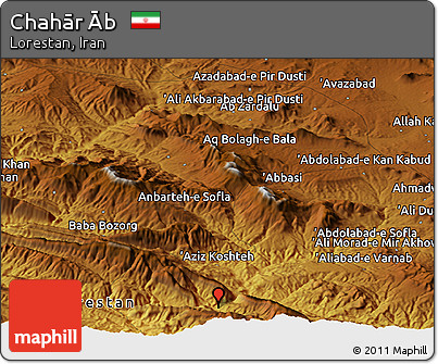 Physical Panoramic Map of Chahār Āb