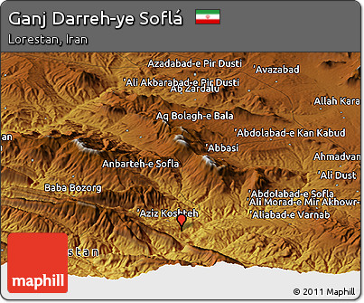 Physical Panoramic Map of Ganj Darreh-ye Soflá