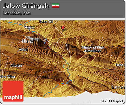 Physical Panoramic Map of Jelow Gīrāngeh