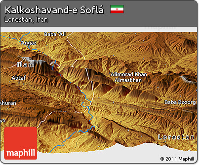 Physical Panoramic Map of Kalkoshavand-e Soflá