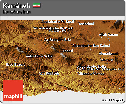 Physical Panoramic Map of Kamāneh