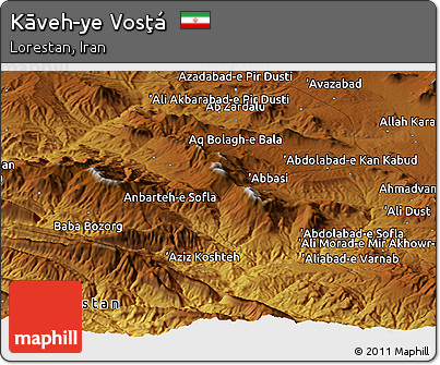 Physical Panoramic Map of Kāveh-ye Vosţá