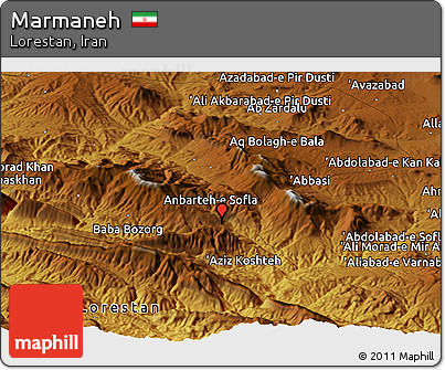 Physical Panoramic Map of Marmaneh