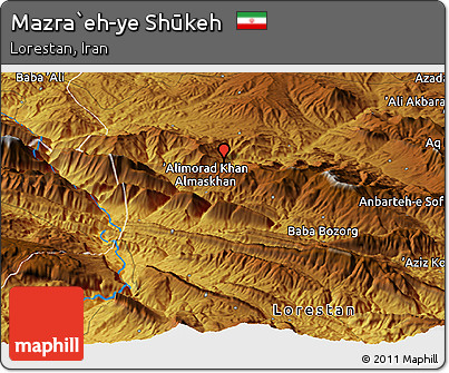 Physical Panoramic Map of Mazra`eh-ye Shūkeh