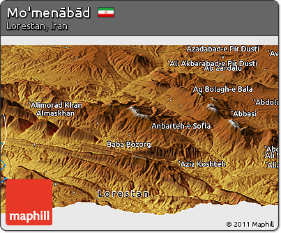 Physical Panoramic Map of Mo'menābād