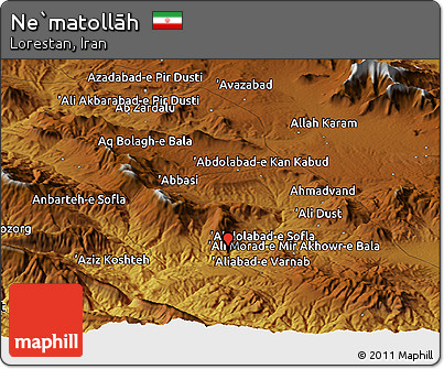 Physical Panoramic Map of Ne`matollāh