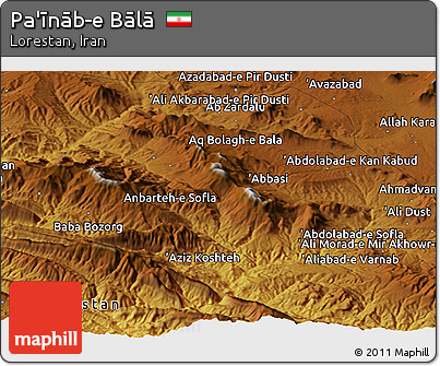 Physical Panoramic Map of Pa'īnāb-e Bālā