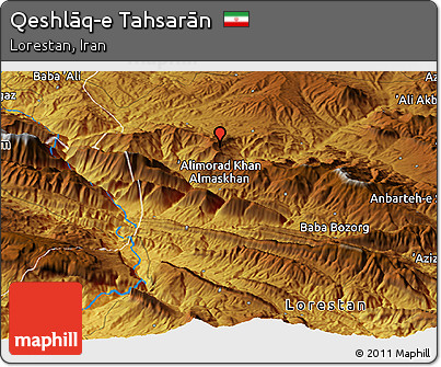 Physical Panoramic Map of Qeshlāq-e Tahsarān