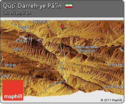 Physical Panoramic Map of Qūţī Darreh-ye Pā'īn