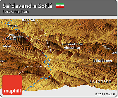 Physical Panoramic Map of Sa`davand-e Soflá