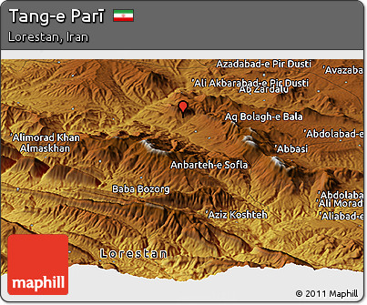 Physical Panoramic Map of Tang-e Parī