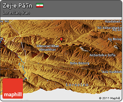 Physical Panoramic Map of Zej-e Pā'īn