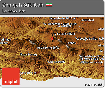 Physical Panoramic Map of Zemgah Sūkhteh