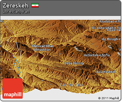Physical Panoramic Map of Zereskeh