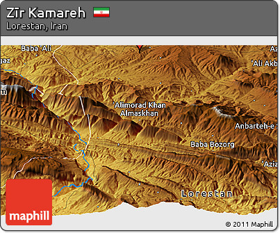 Physical Panoramic Map of Zīr Kamareh
