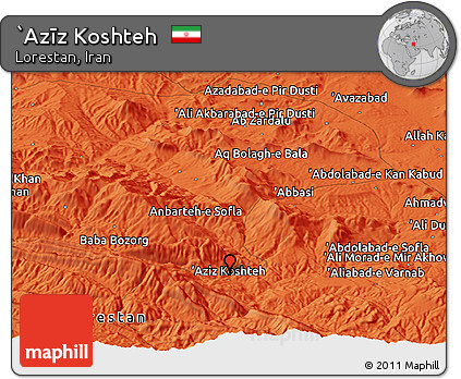 Political Panoramic Map of `Azīz Koshteh