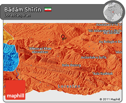 Political Panoramic Map of Bādām Shīrīn