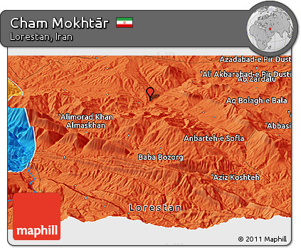 Political Panoramic Map of Cham Mokhtār