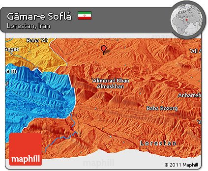Political Panoramic Map of Gāmar-e Soflá