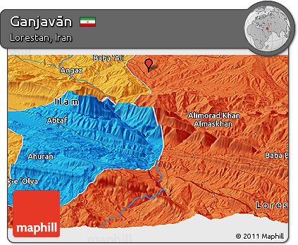 Political Panoramic Map of Ganjavān
