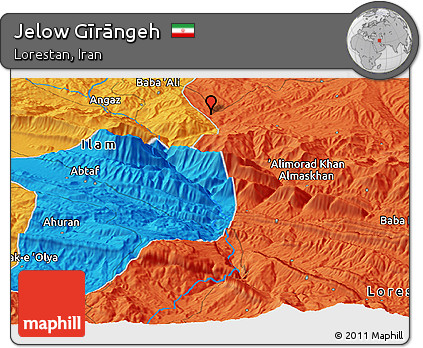 Political Panoramic Map of Jelow Gīrāngeh