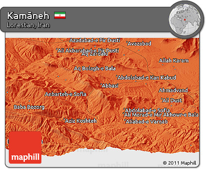 Political Panoramic Map of Kamāneh