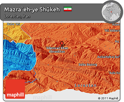 Political Panoramic Map of Mazra`eh-ye Shūkeh