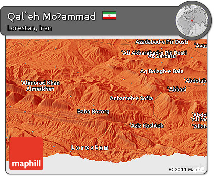 Political Panoramic Map of Qal`eh Moḩammad