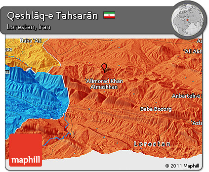 Political Panoramic Map of Qeshlāq-e Tahsarān
