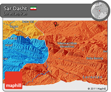Political Panoramic Map of Sar Dasht