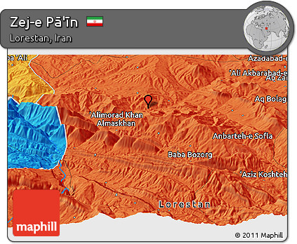 Political Panoramic Map of Zej-e Pā'īn