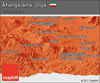 Political Panoramic Map of Āhangarān-e `Olyā