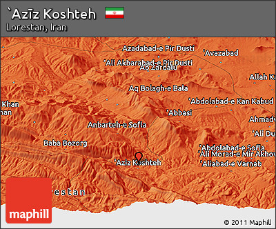 Political Panoramic Map of `Azīz Koshteh