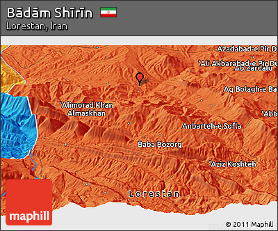 Political Panoramic Map of Bādām Shīrīn